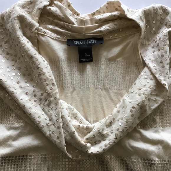 WHITE HOUSE BLACK MARKET GOLD SEQUIN COWL NECK SLEEVELESS TOP SMALL - Picture 5 of 10